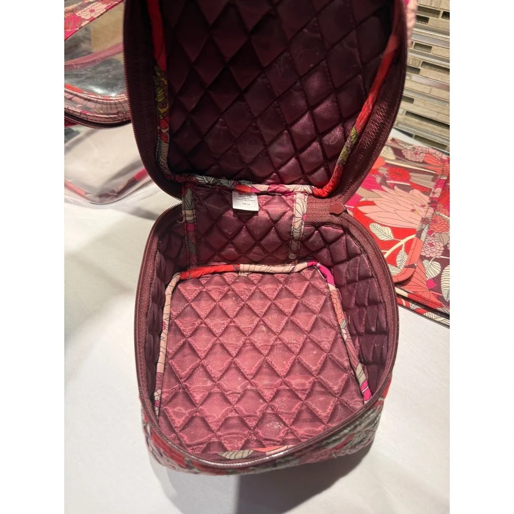 Vera Bradley 4 Pc Cosmetic Travel Organizer Set Floral Clear Makeup Case Bag